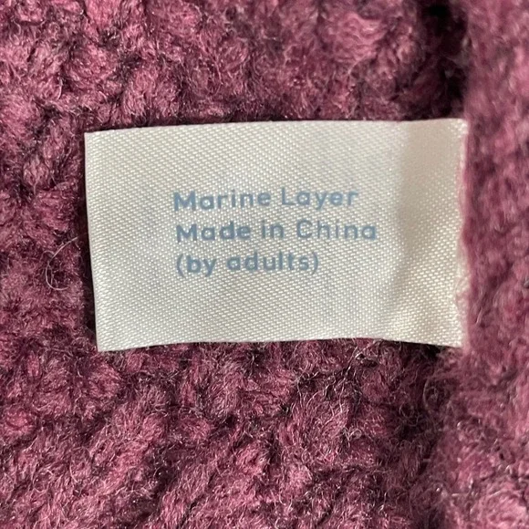 Marine Layer Julie‎ Turtleneck Sweater Burgundy Textured Knit Size Small FLAW - Picture 7 of 11